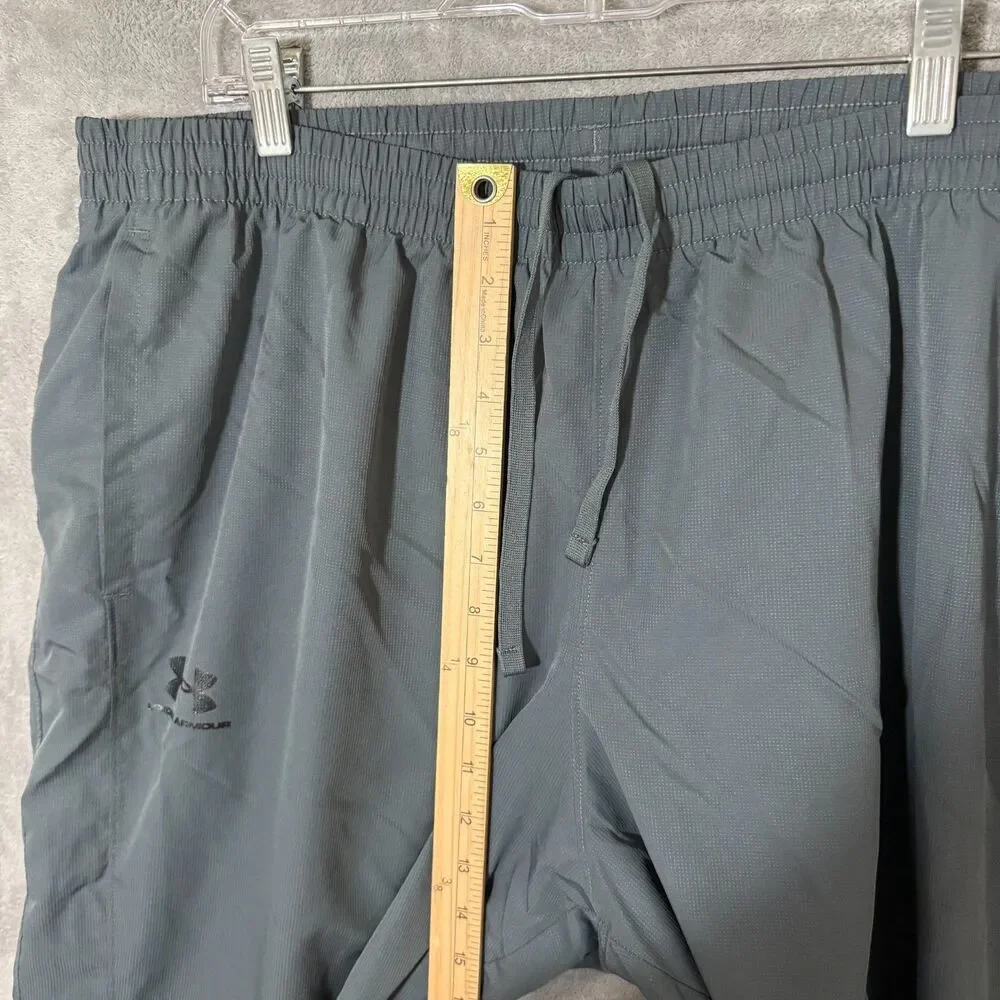 Under Armour Vital Woven Pants Mens 2XL Gray Black Zip Ankle Mesh Lined